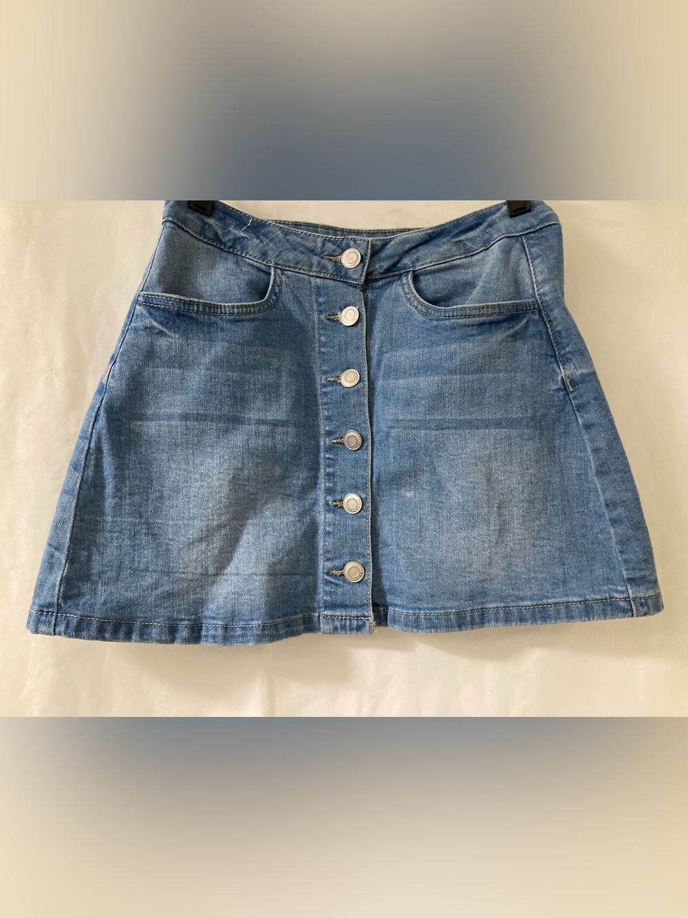 Streetwear Society Y2K Asymmetrical Button Front Denim Mini Skirt S
